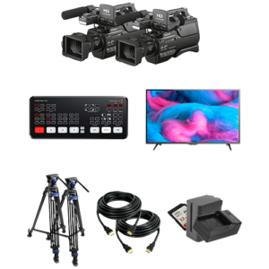 Sony HXR-MC2500×2 Special Full Package Live Streaming+Tripod 2, Blackmagic ATEM Mini Pro, Kabel HDMI 2, Acc (Memory, Battery, Charger, Monitor Preview)